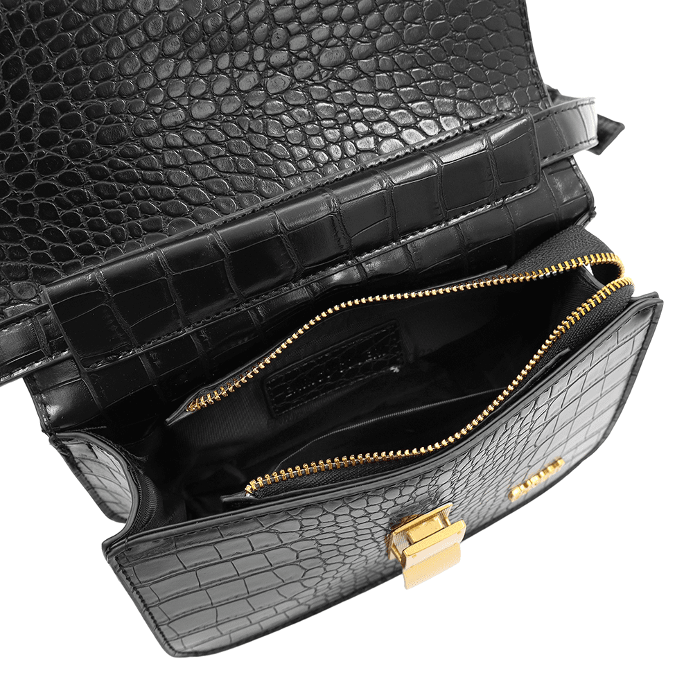 ENRICO COVERI - Női válltáska krokodil mintával - fekete