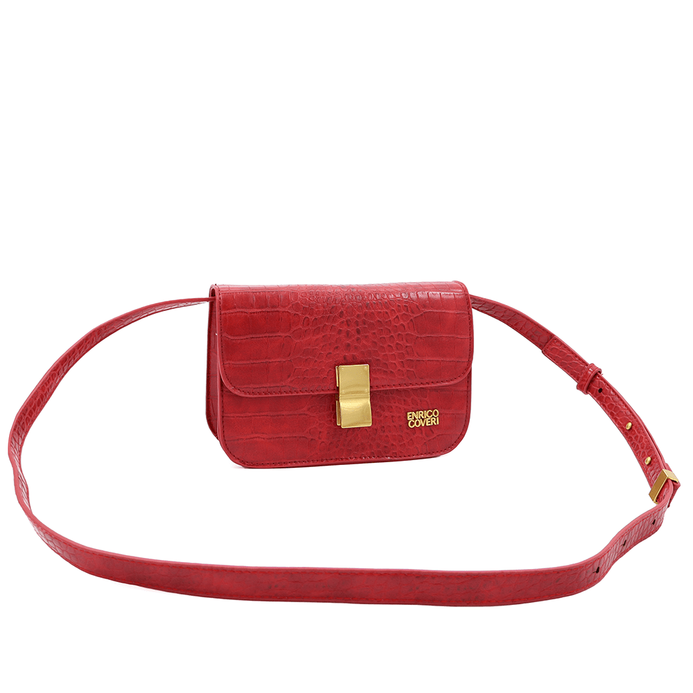 ENRICO COVERI - Női válltáska krokodil mintával - piros