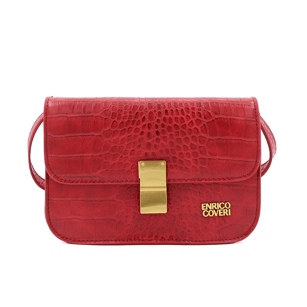 ENRICO COVERI - Női válltáska krokodil mintával - piros