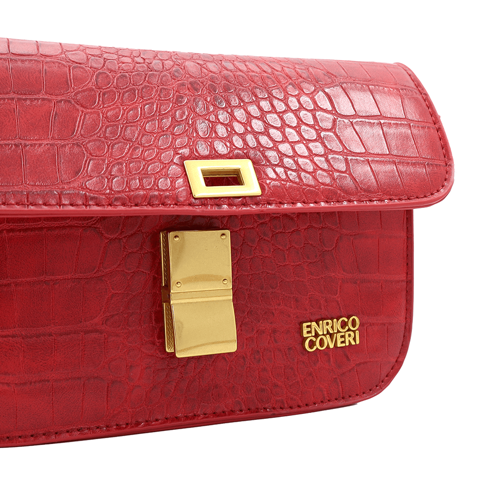 ENRICO COVERI - Női válltáska krokodil mintával - piros
