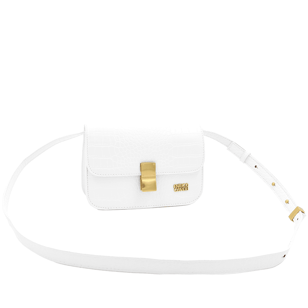 ENRICO COVERI - Női válltáska krokodil mintával - fehér
