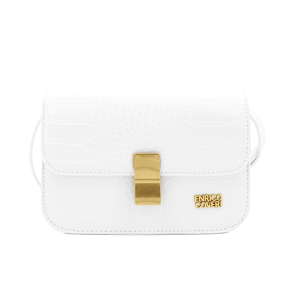 ENRICO COVERI - Női válltáska krokodil mintával - fehér