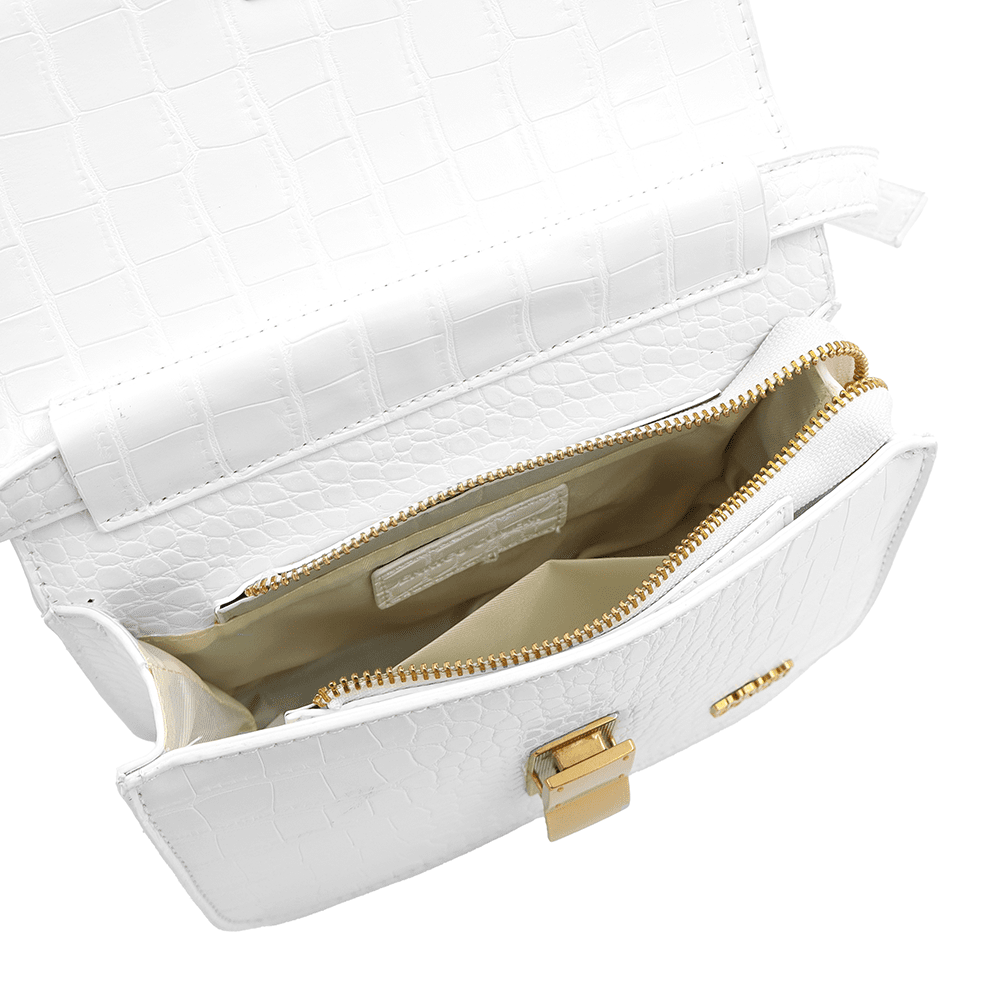 ENRICO COVERI - Női válltáska krokodil mintával - fehér