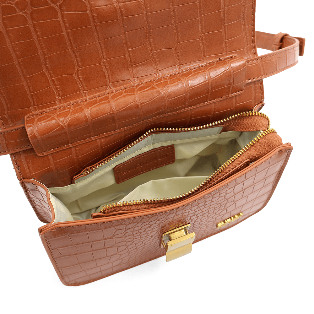 ENRICO COVERI - Női válltáska krokodil mintával - cseréptető barna