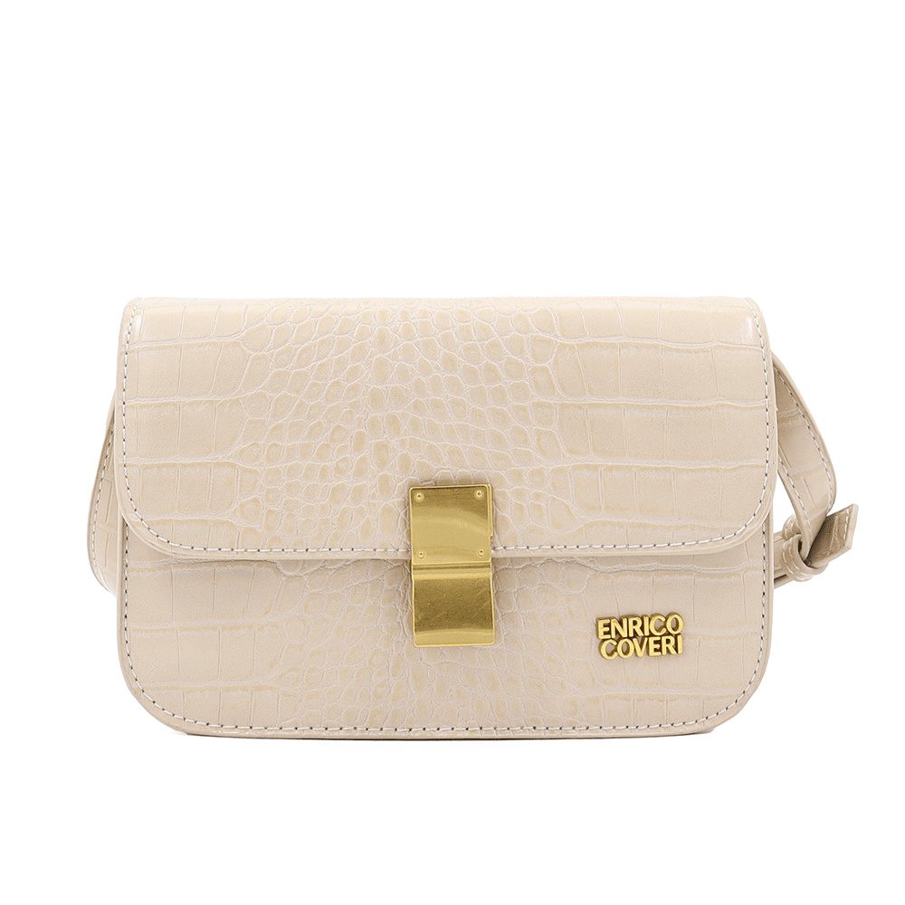 ENRICO COVERI - Női válltáska krokodil mintával - bézs