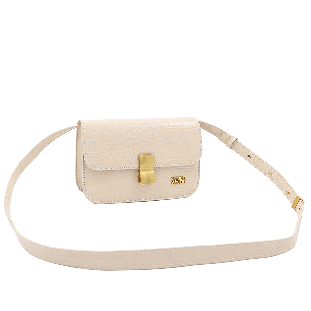 ENRICO COVERI - Női válltáska krokodil mintával - bézs