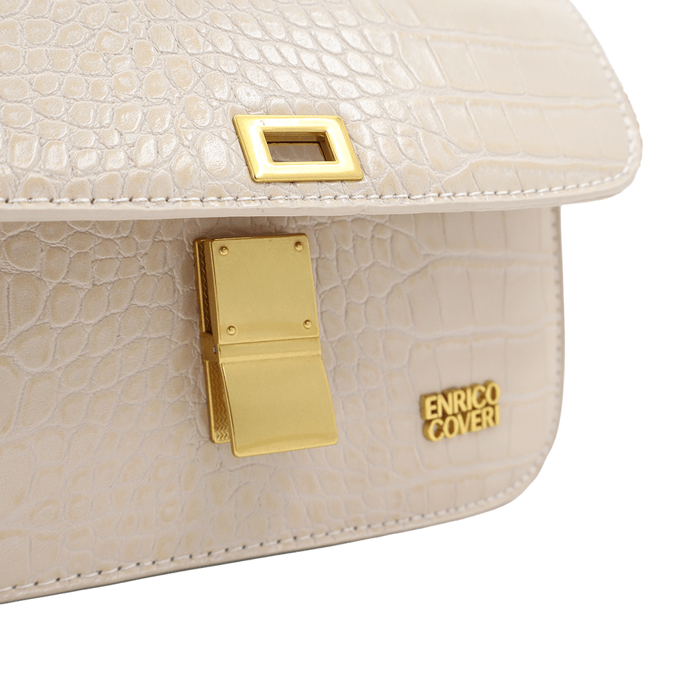 ENRICO COVERI - Női válltáska krokodil mintával - bézs