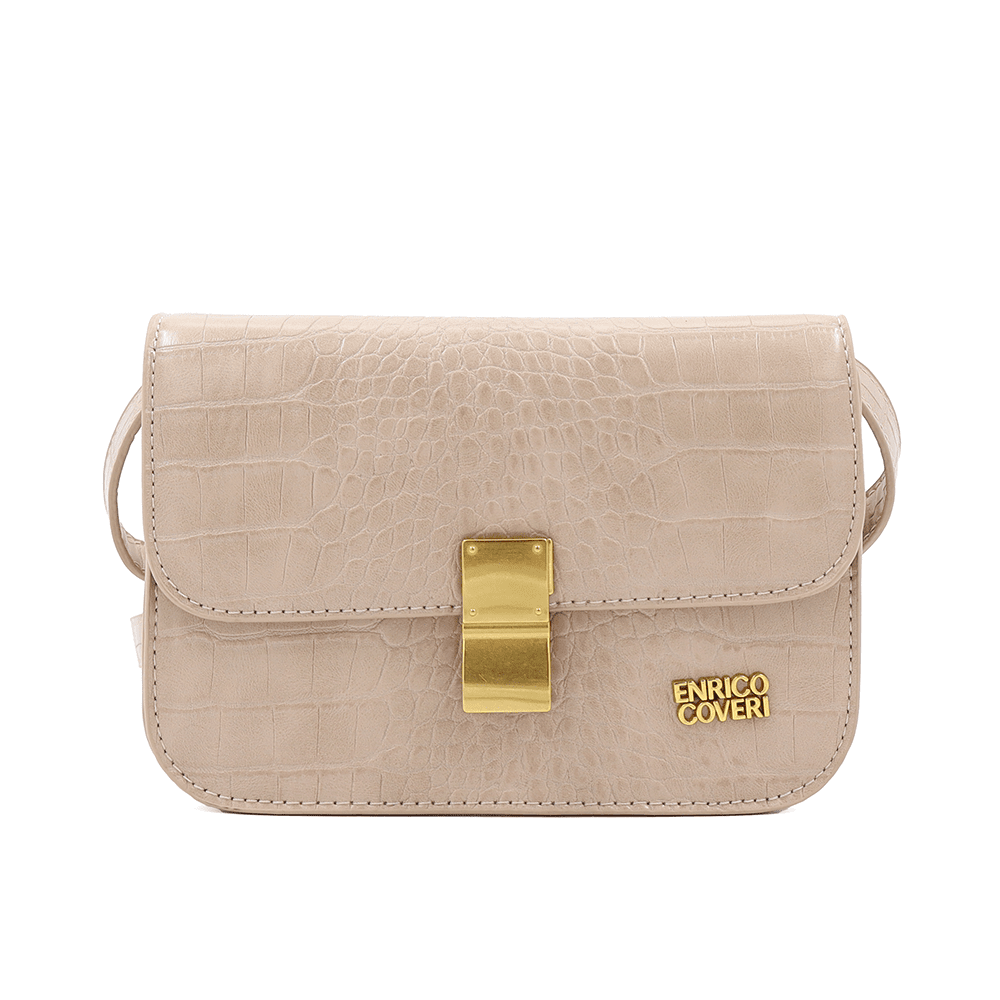 ENRICO COVERI - Női válltáska krokodil mintával - világosbarna