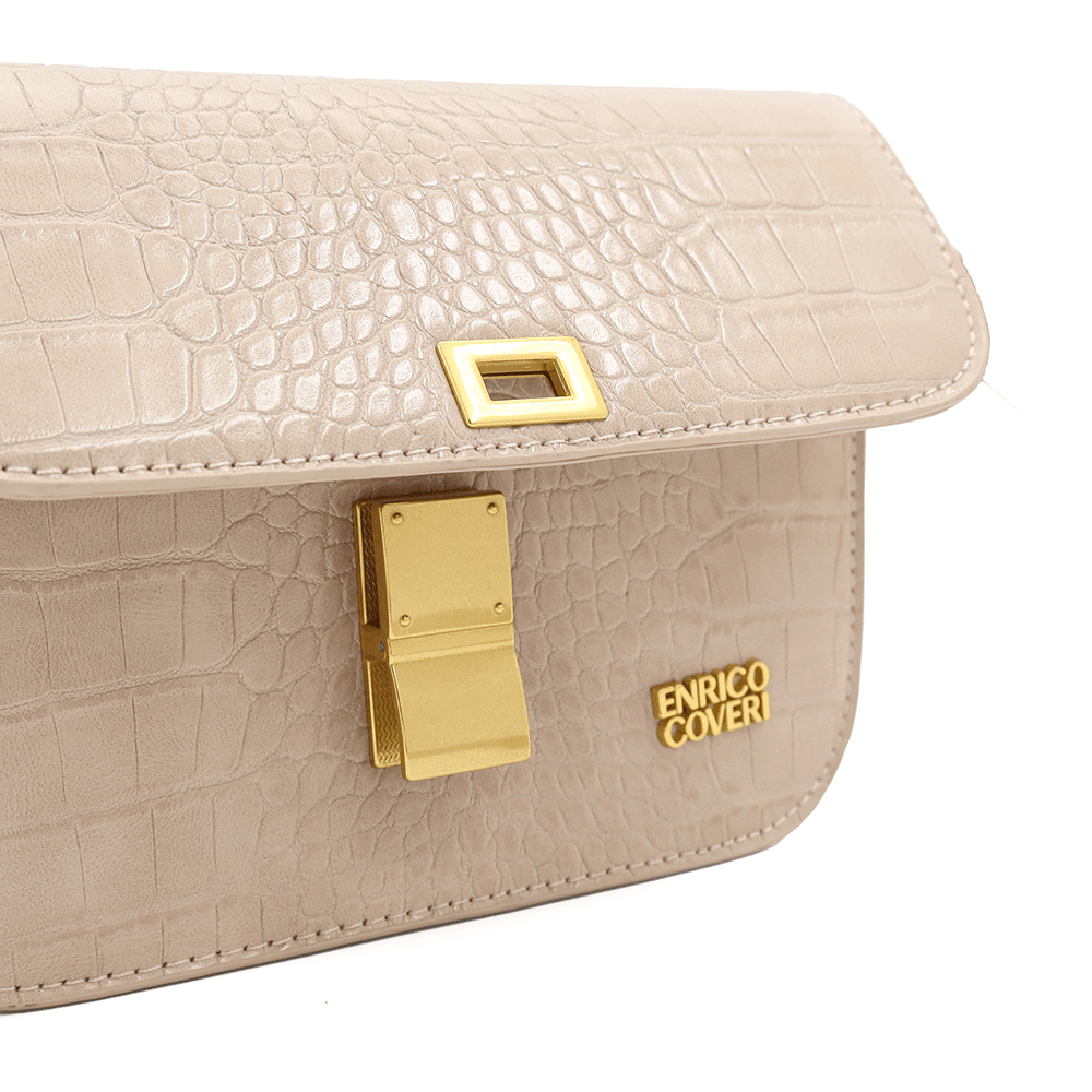 ENRICO COVERI - Női válltáska krokodil mintával - világosbarna