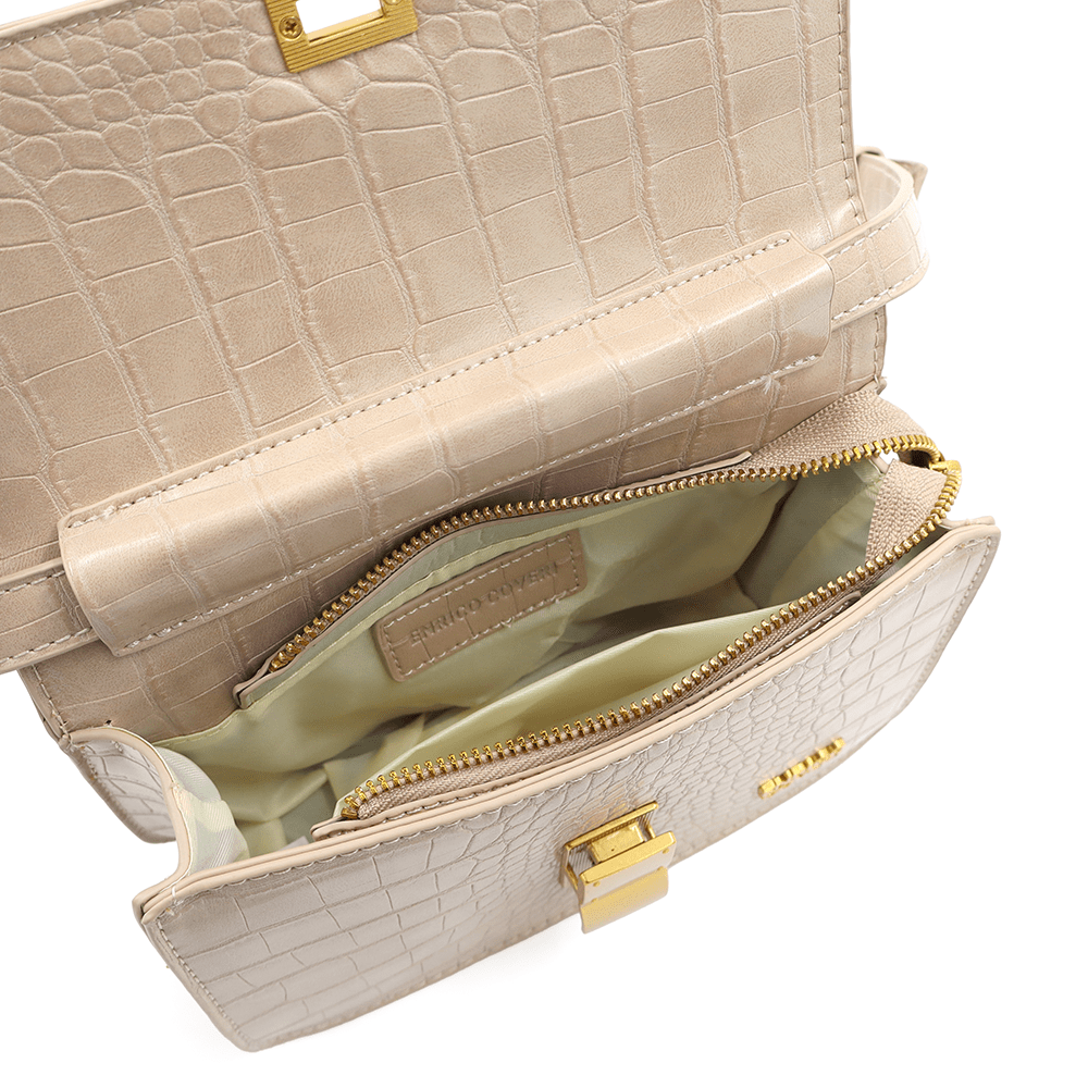 ENRICO COVERI - Női válltáska krokodil mintával - világosbarna