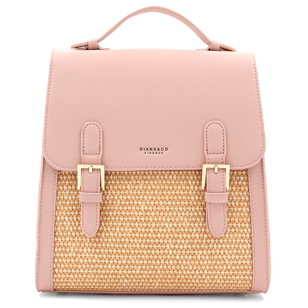 Diana & Co - Női hátizsák szalmával díszítve - rózsaszín