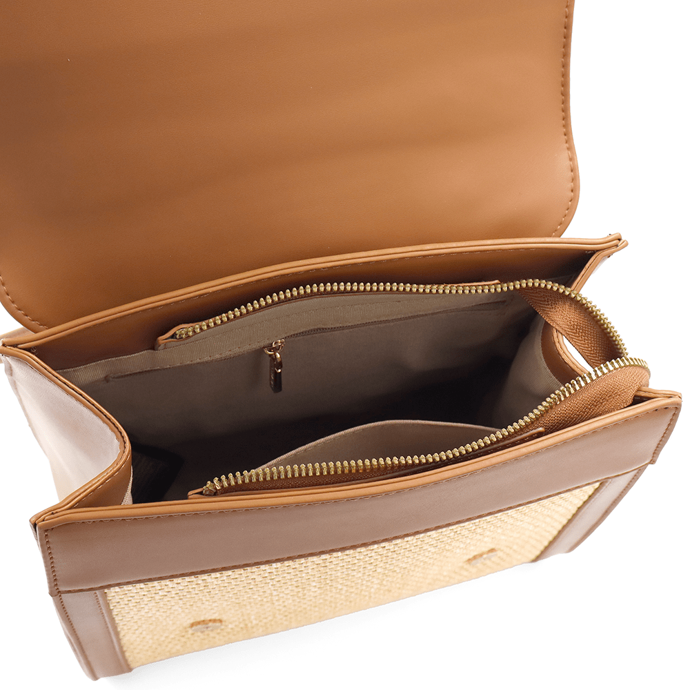 Diana & Co - Női hátizsák szalmával díszítve - barna