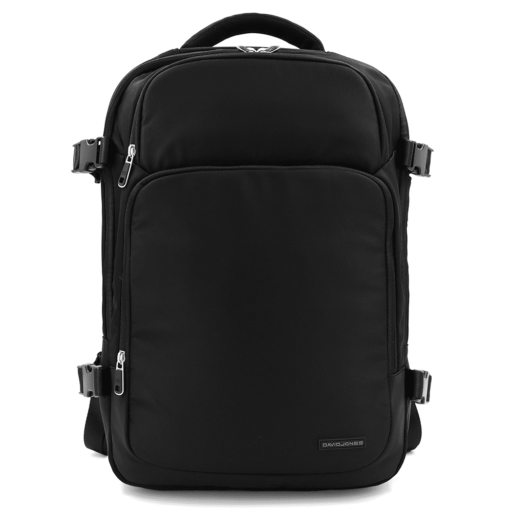 David Jones uniseks utazótáska – kézipoggyász repülőgépen, laptopzsebbel és poggyászrekesszel – fekete