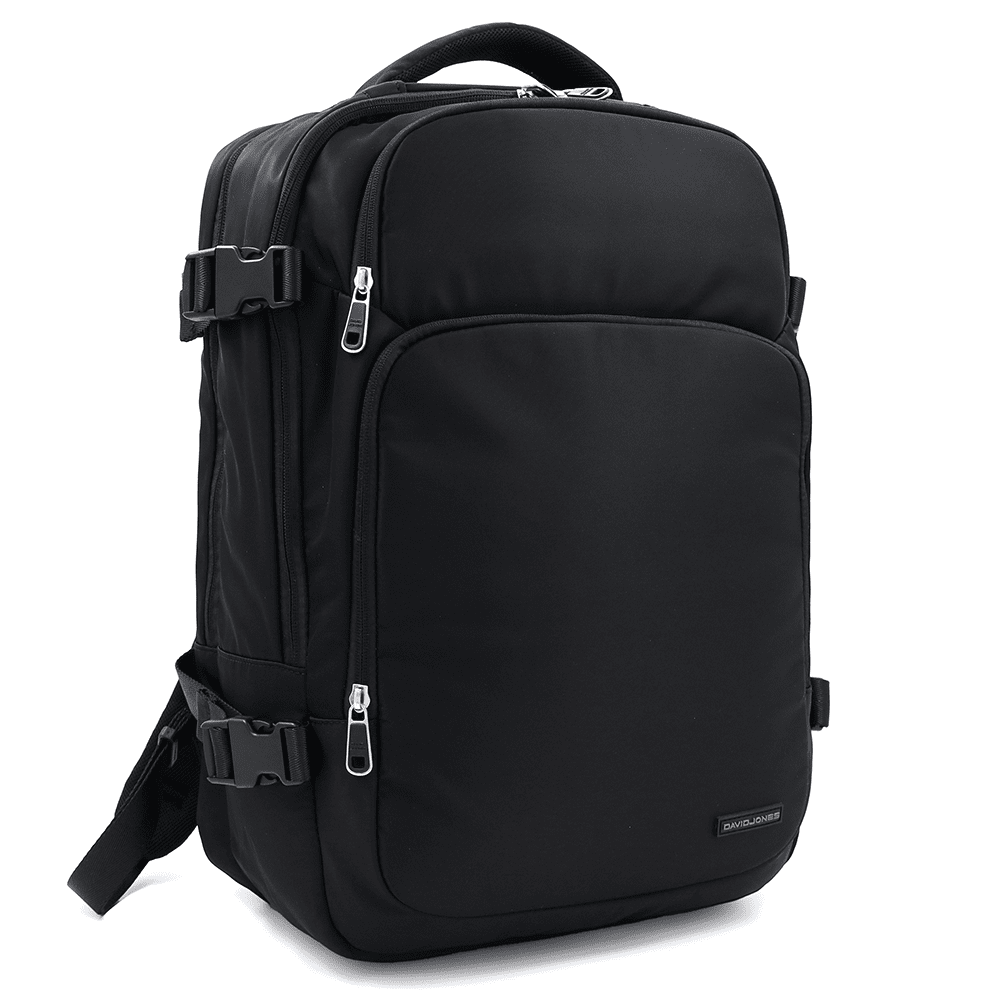 David Jones uniseks utazótáska – kézipoggyász repülőgépen, laptopzsebbel és poggyászrekesszel – fekete