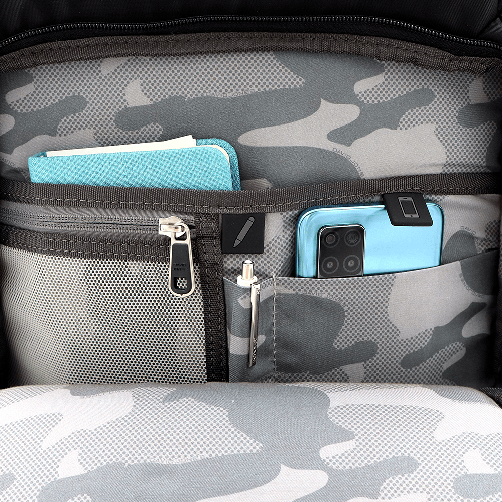 David Jones uniseks utazótáska – kézipoggyász repülőgépen, laptopzsebbel és poggyászrekesszel – fekete