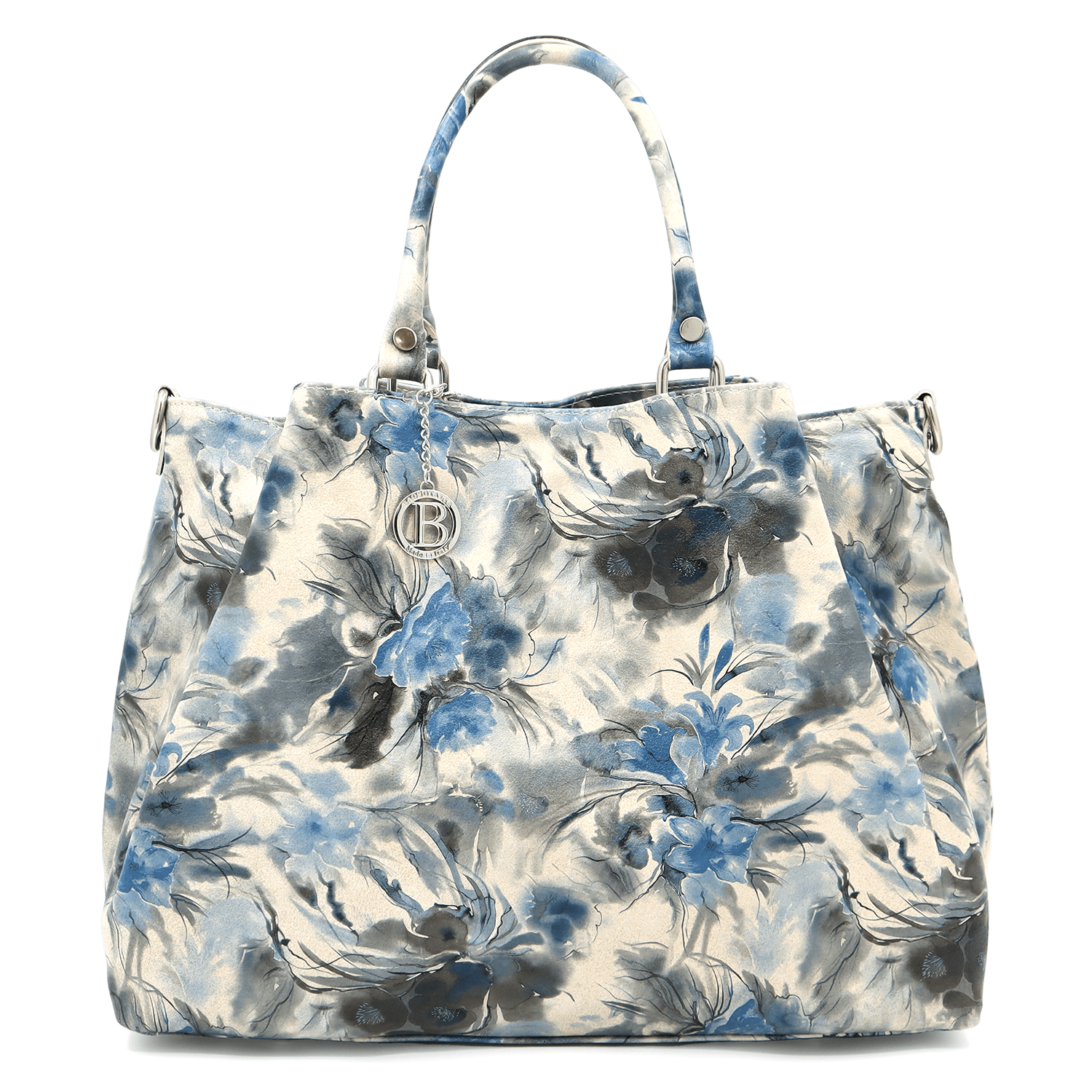 Nagy női táska természetes bőrből, Danica virágmintával