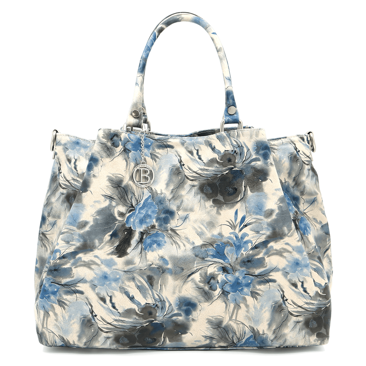 Nagy női táska természetes bőrből, Danica virágmintával