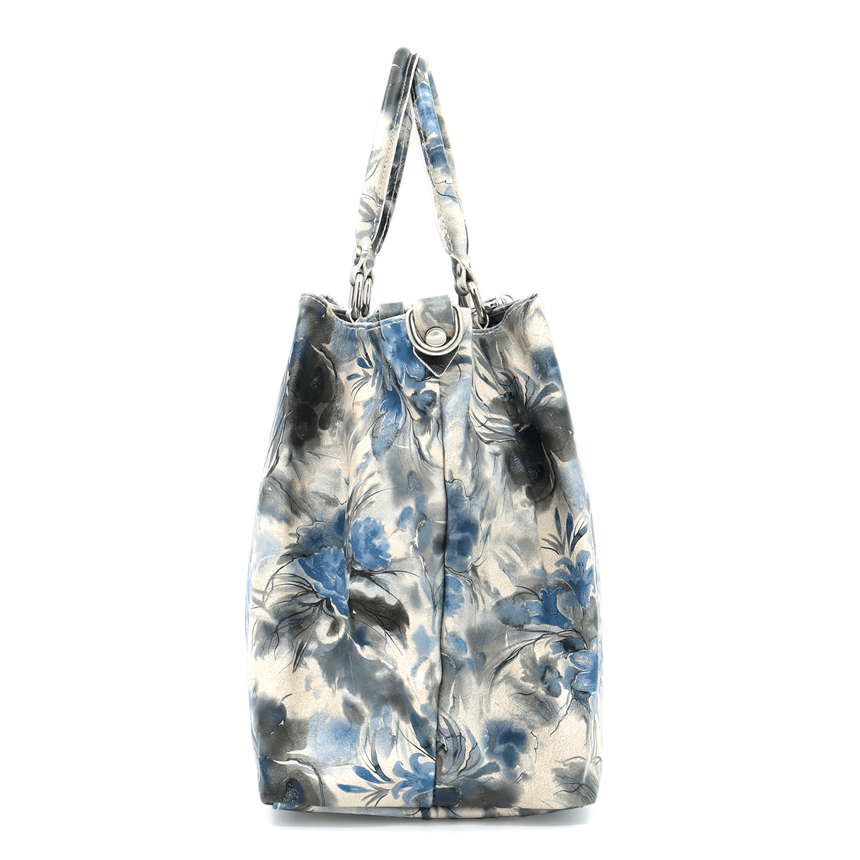 Nagy női táska természetes bőrből, Danica virágmintával