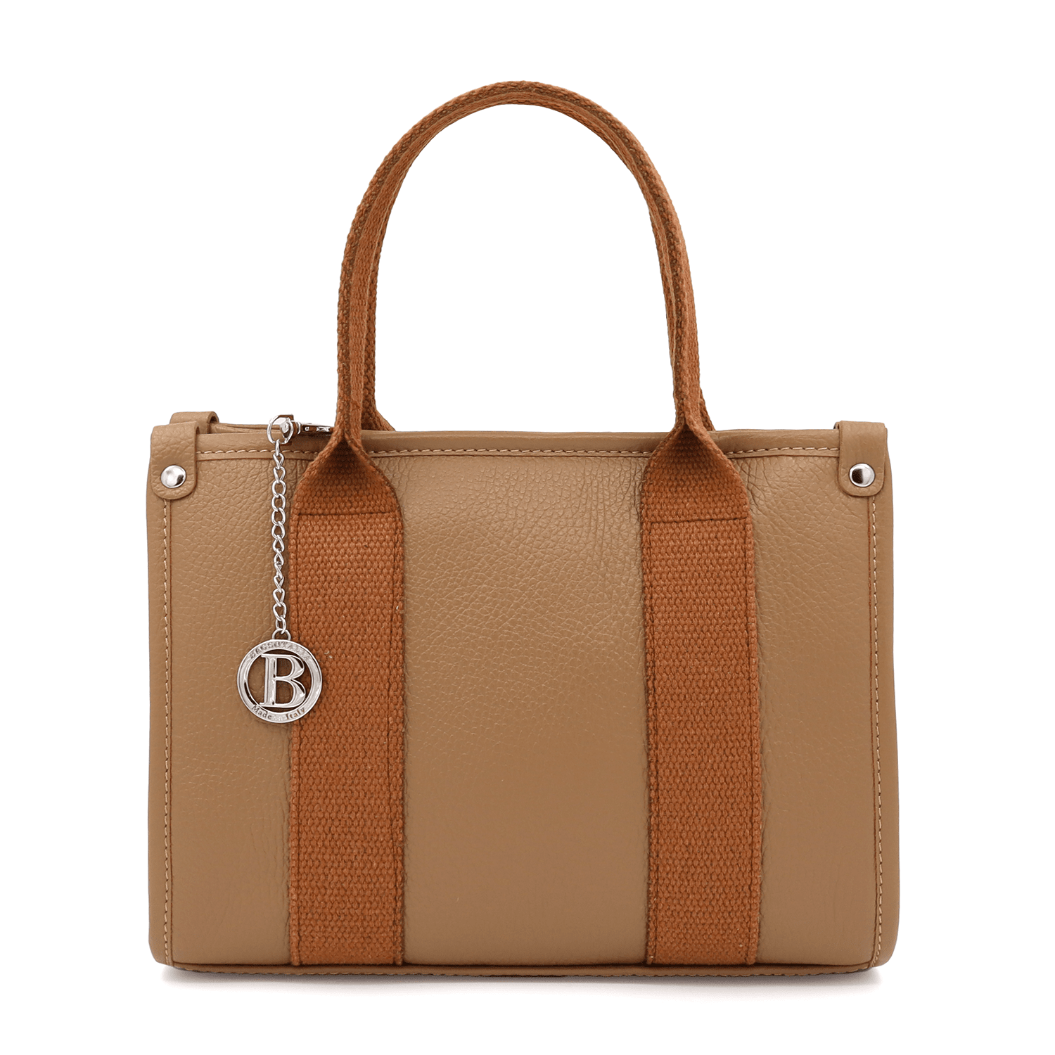 Női táska természetes bőrből, tote típusú, Rosa - barna