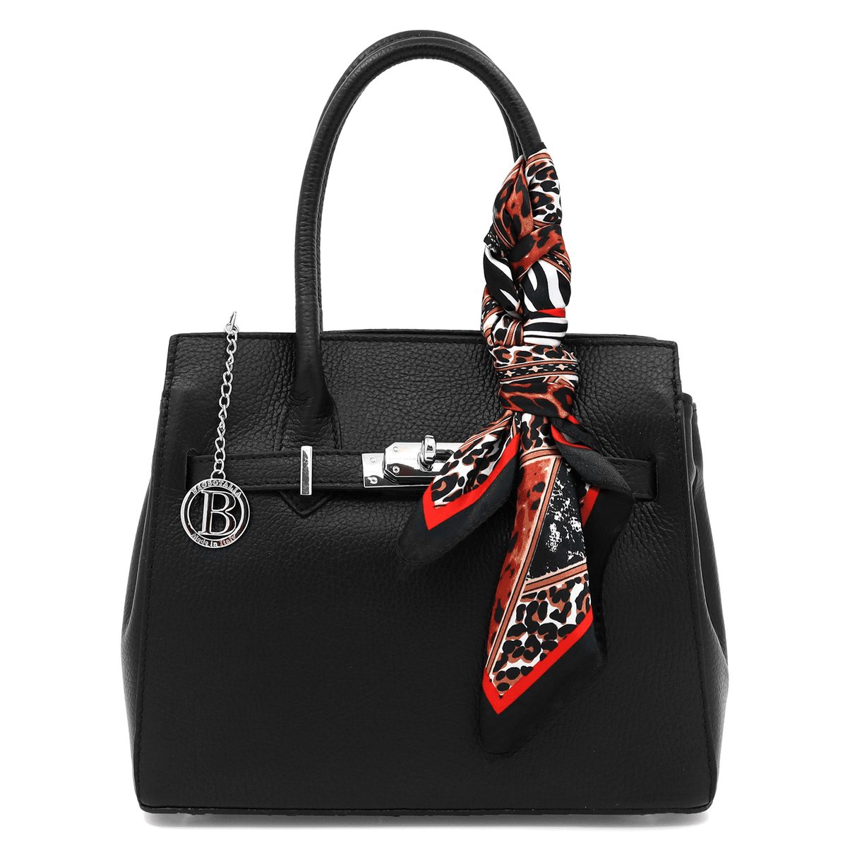 Luxus táska természetes bőrből - fekete