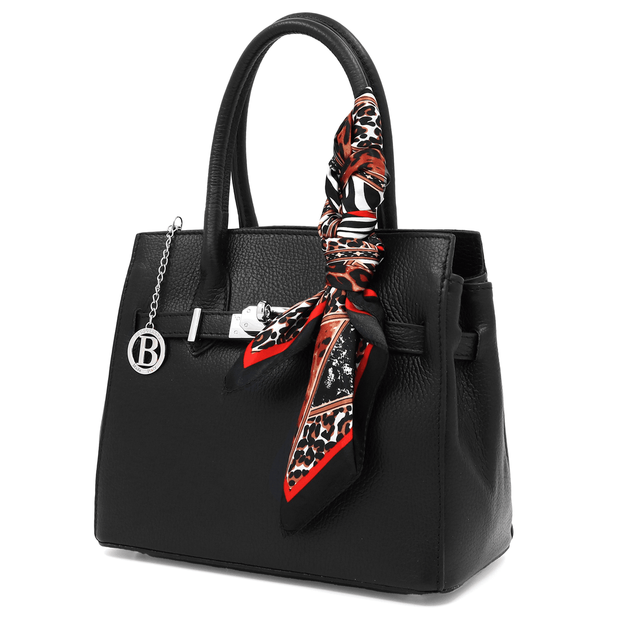 Luxus táska természetes bőrből - fekete