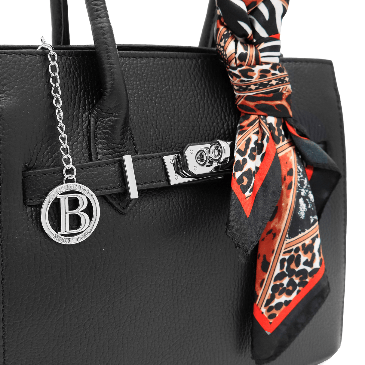 Luxus táska természetes bőrből - fekete