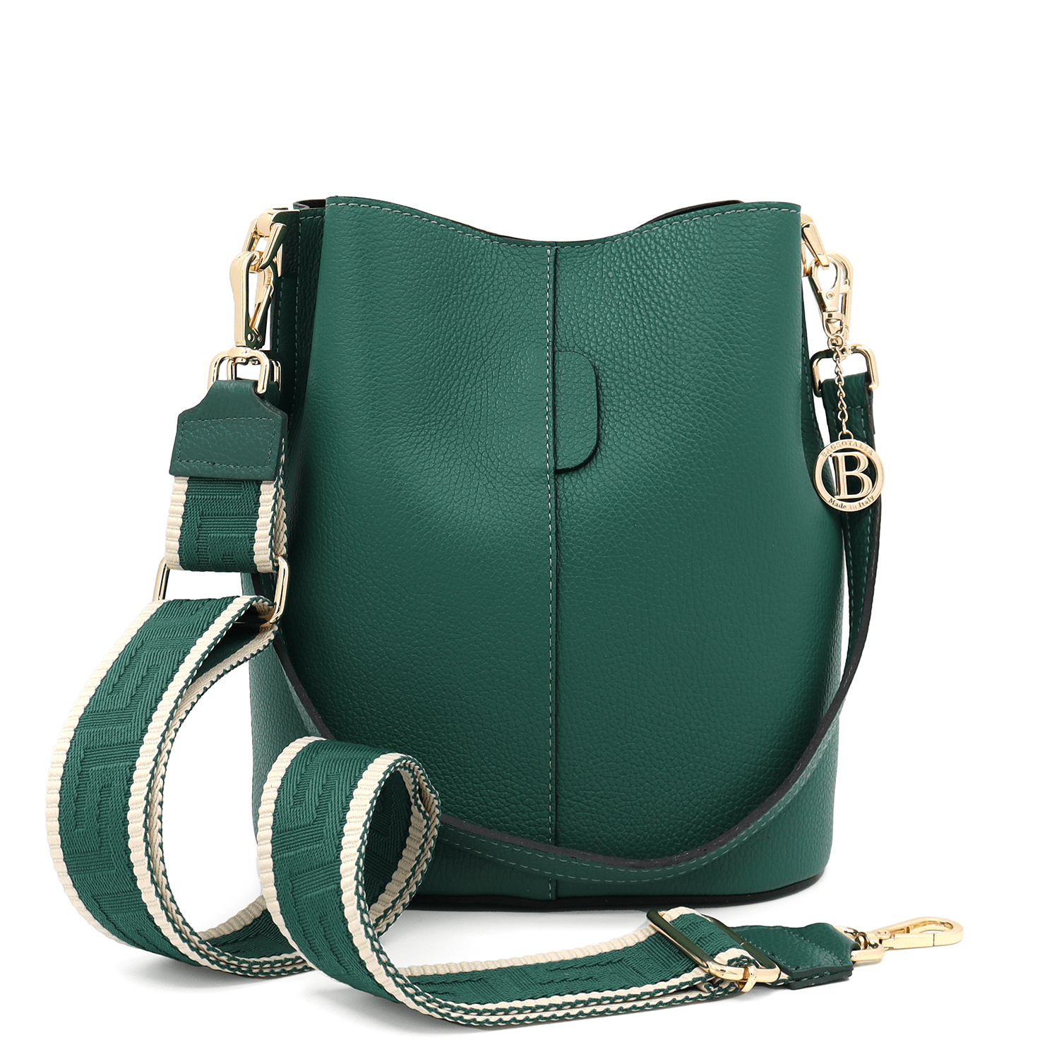 Női táska természetes bőrből, 2 fogantyúval Alba - sötétzöld