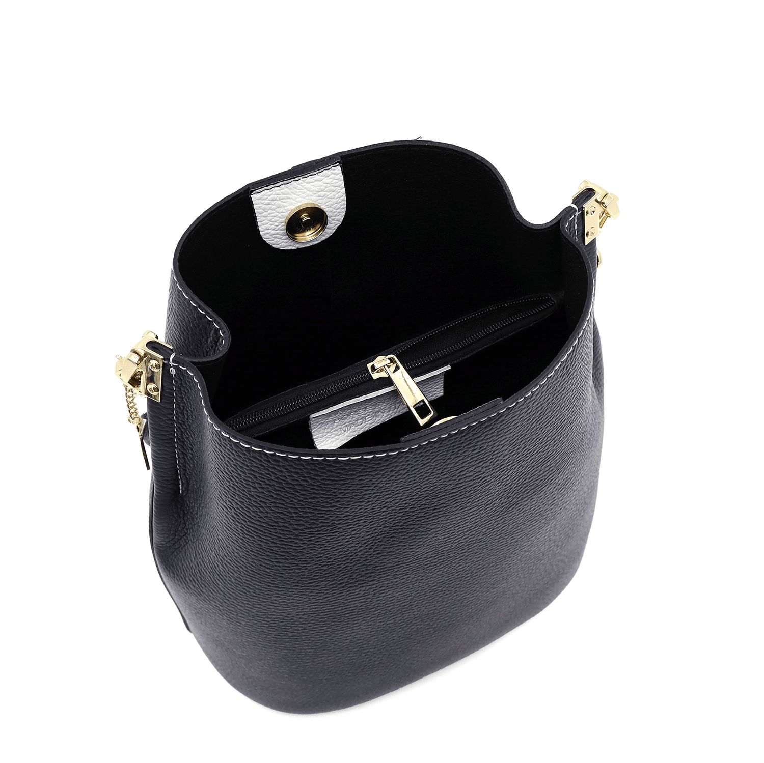 Női táska természetes bőrből, 2 fogantyúval Alba - fehér/sötétkék