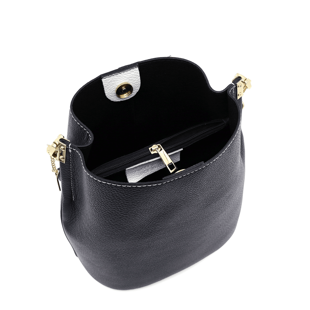 Női táska természetes bőrből, 2 fogantyúval Alba - fehér/sötétkék