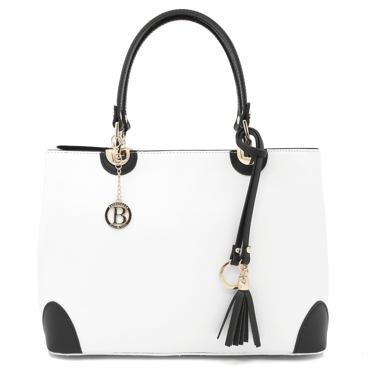 Női táska természetes bőrből Alika - fehér