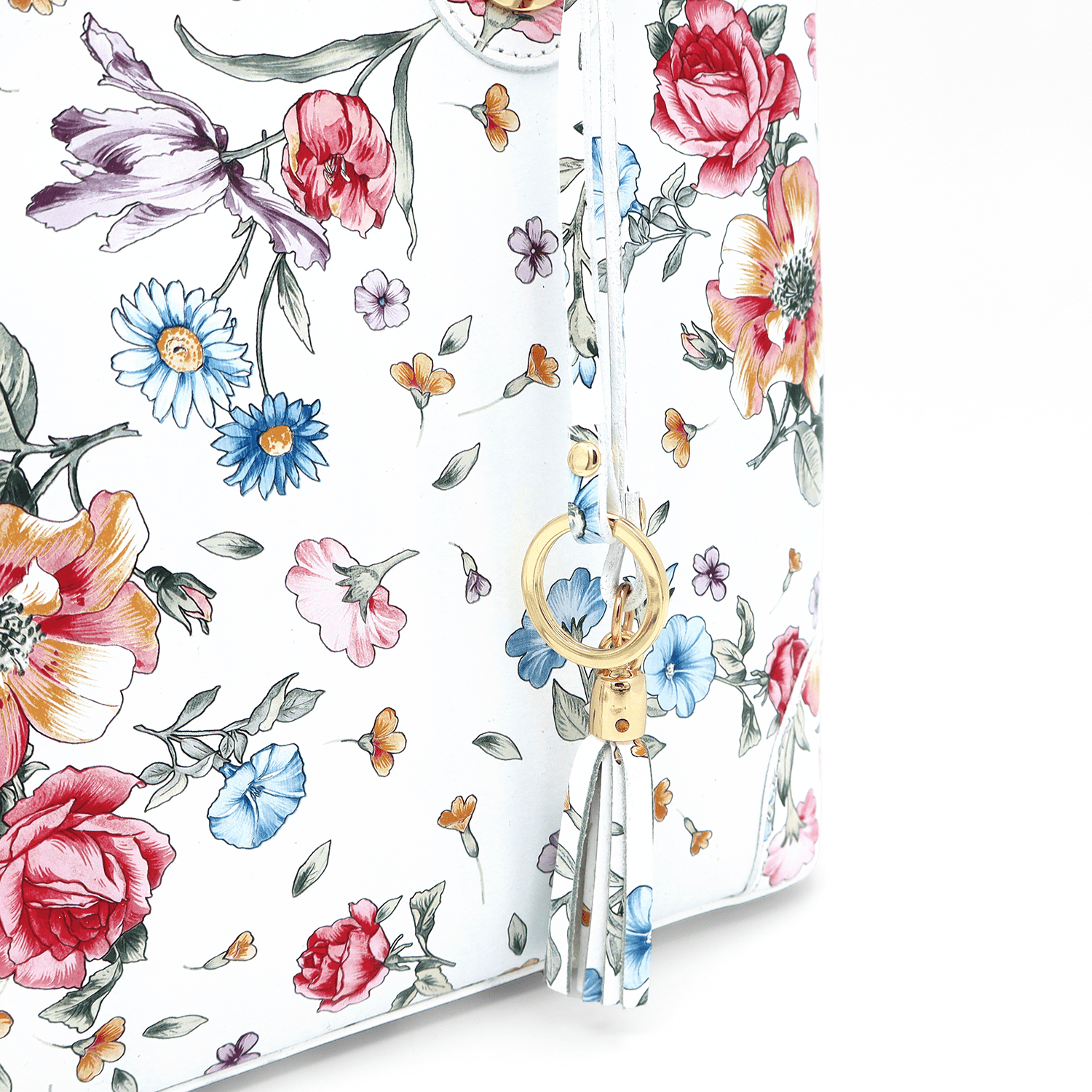 Női táska természetes bőrből, Alika nyomtatással - fehér