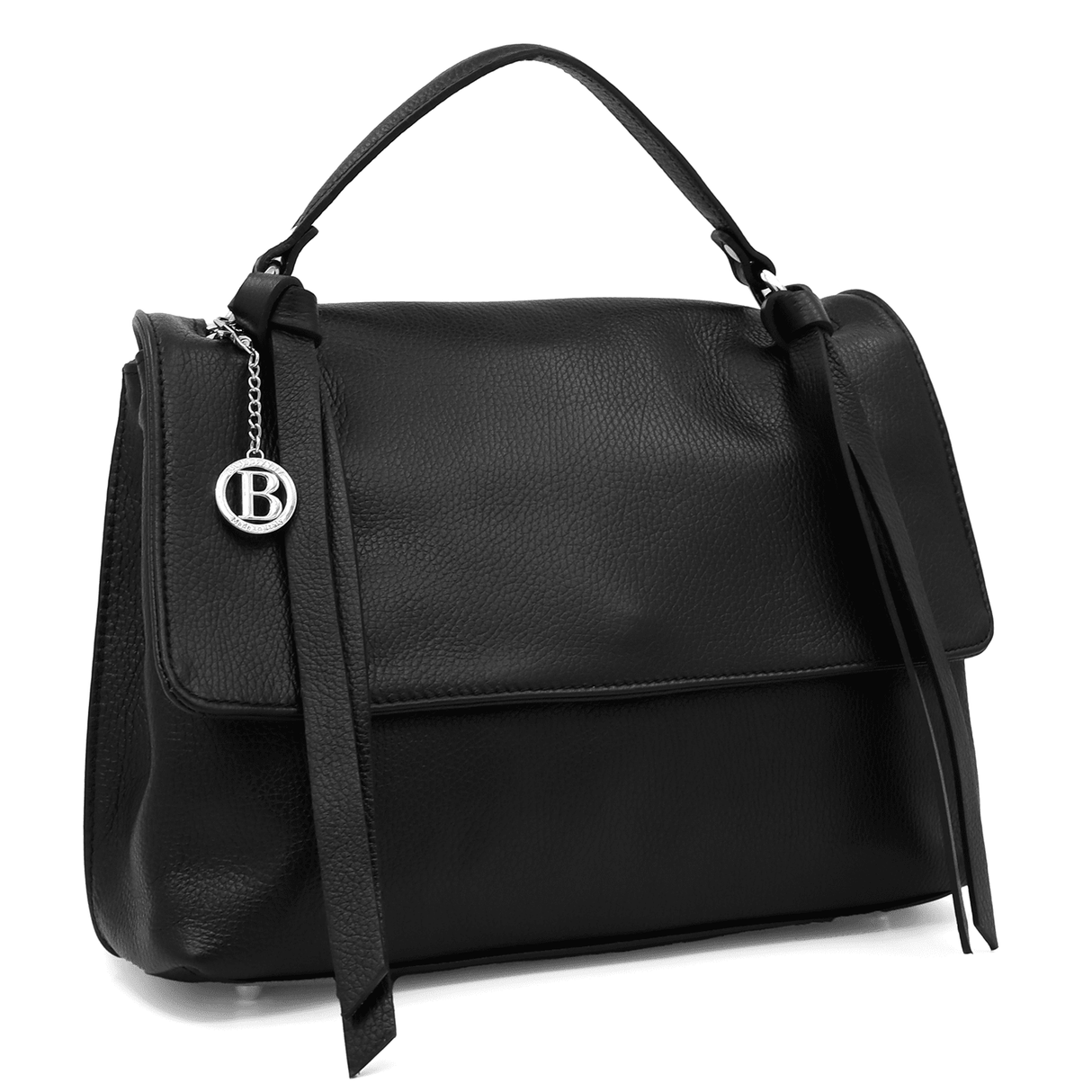 Női válltáska természetes bőrből Matera - fekete