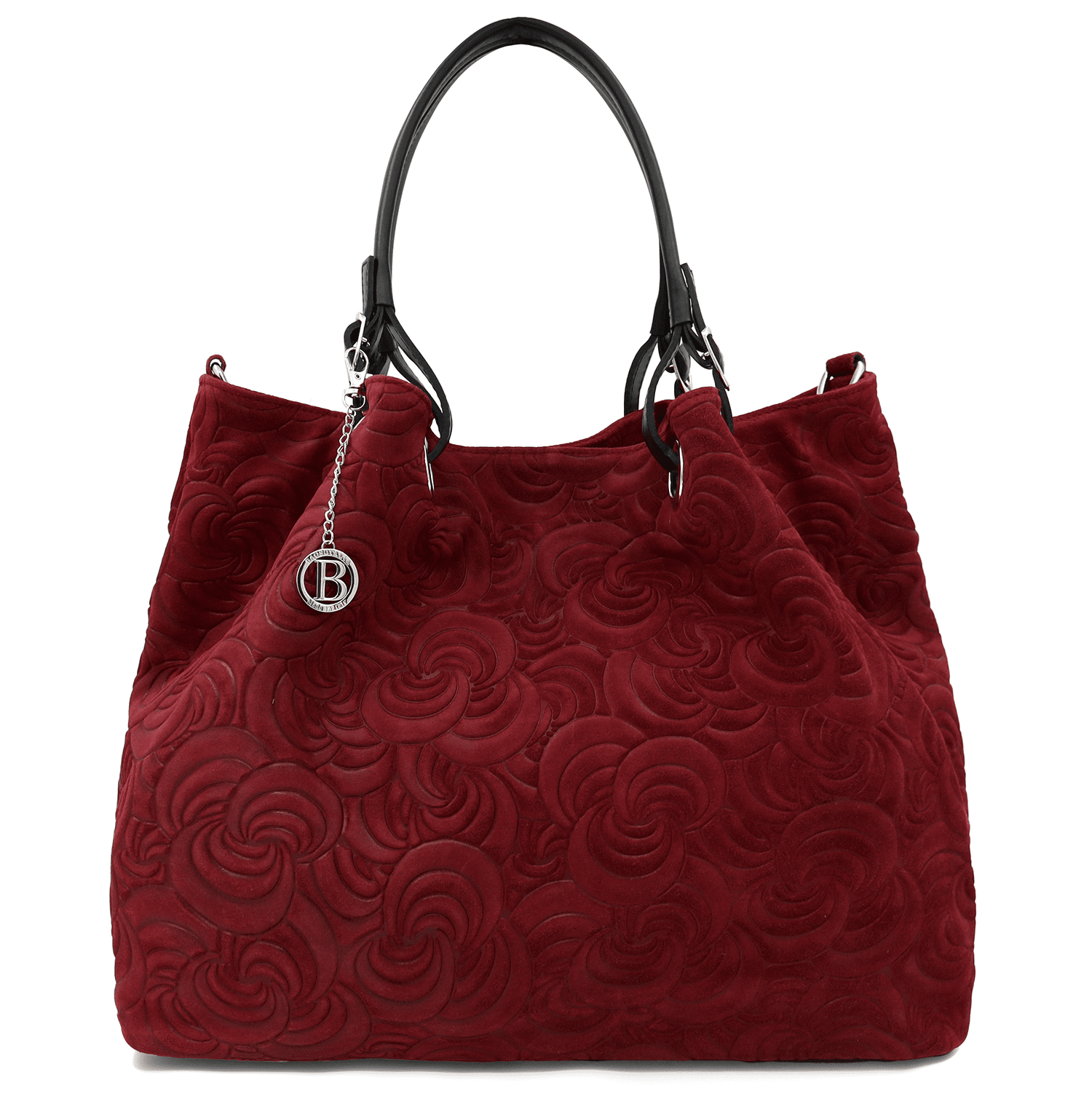 Nagy női táska természetes velúrból Rosie - bordó