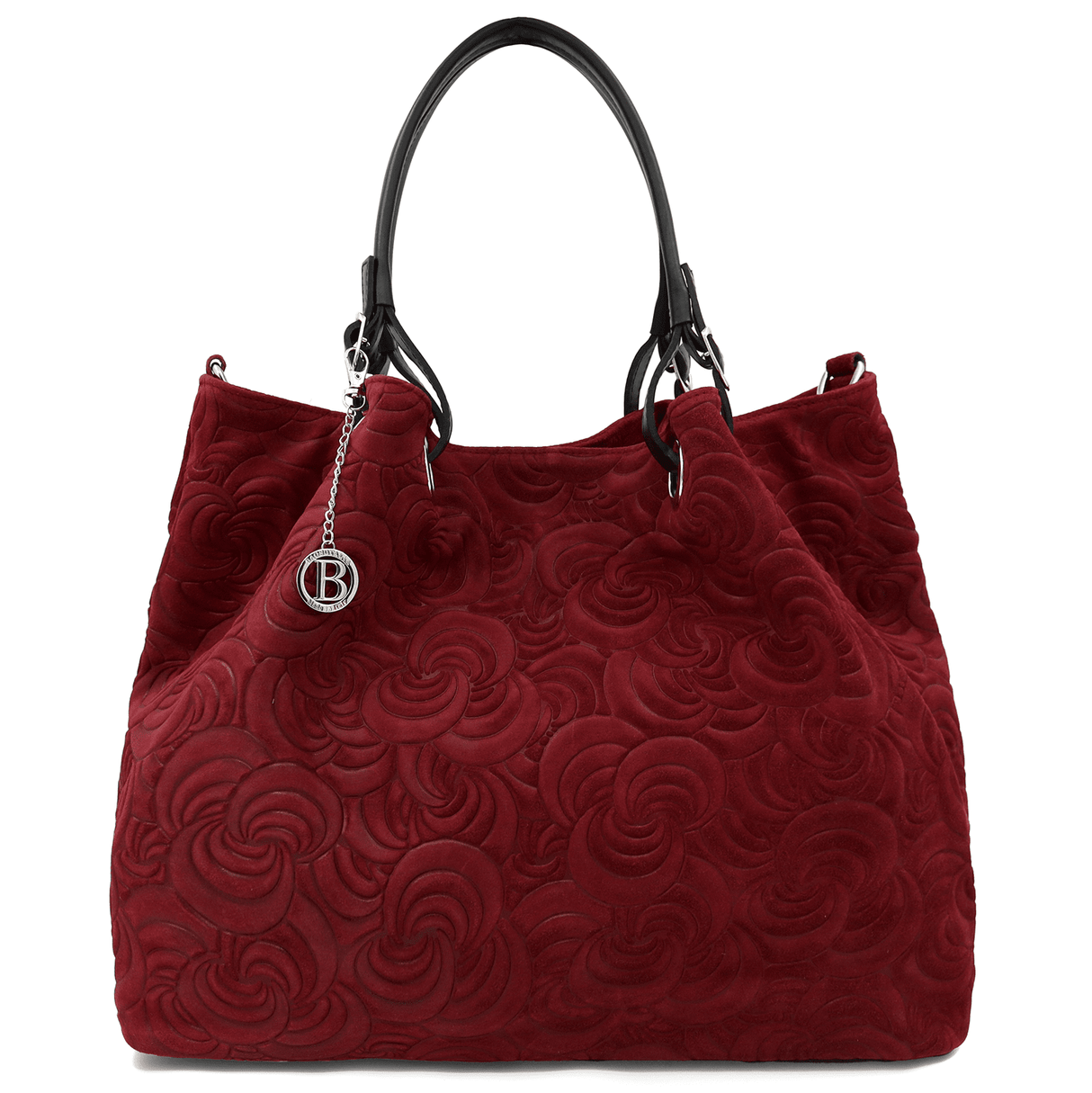 Nagy női táska természetes velúrból Rosie - bordó