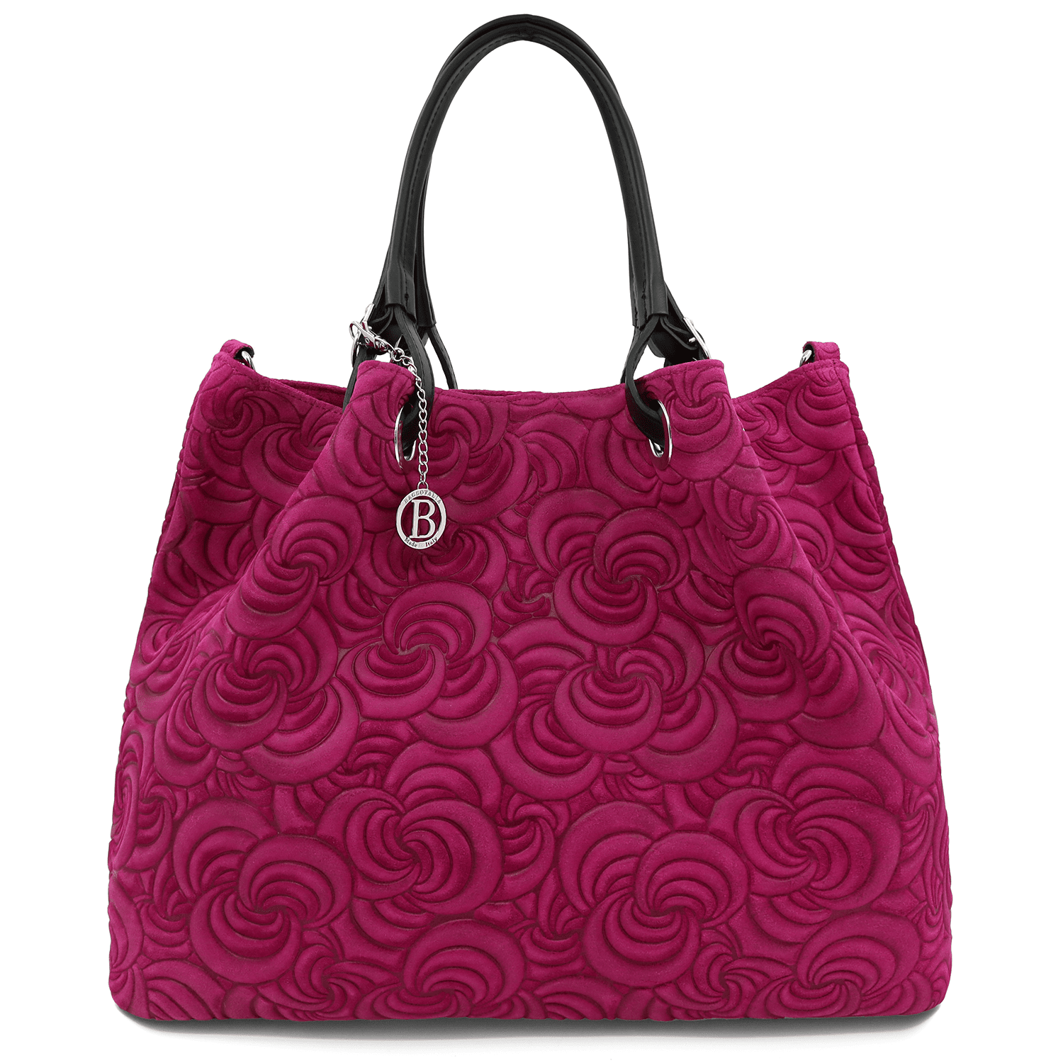 Nagy női táska természetes velúrból Rosie - fukszia