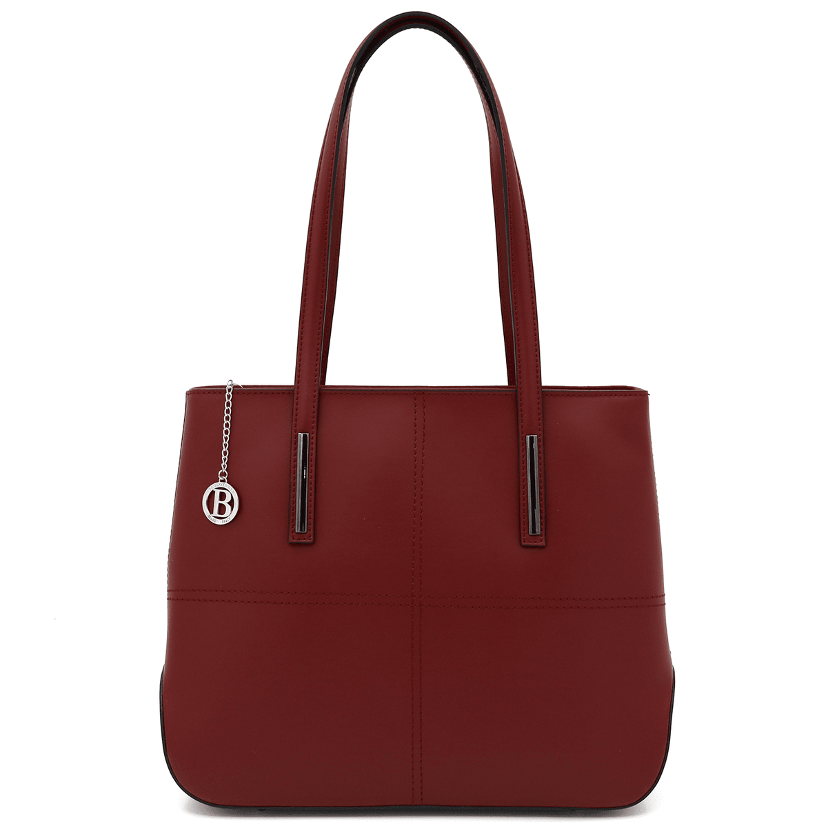 Nagy táska természetes bőrből Avelia - sötétvörös