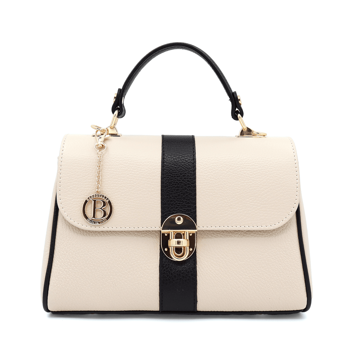 Női táska természetes bőrből Miriam - bézs/fekete