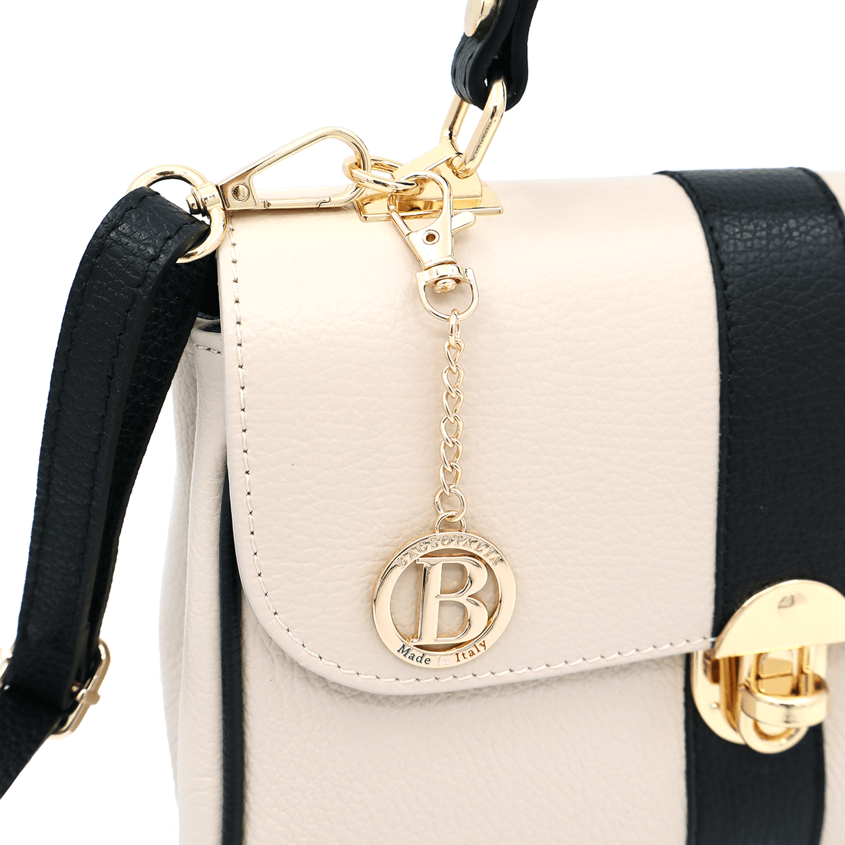 Női táska természetes bőrből Miriam - bézs/fekete