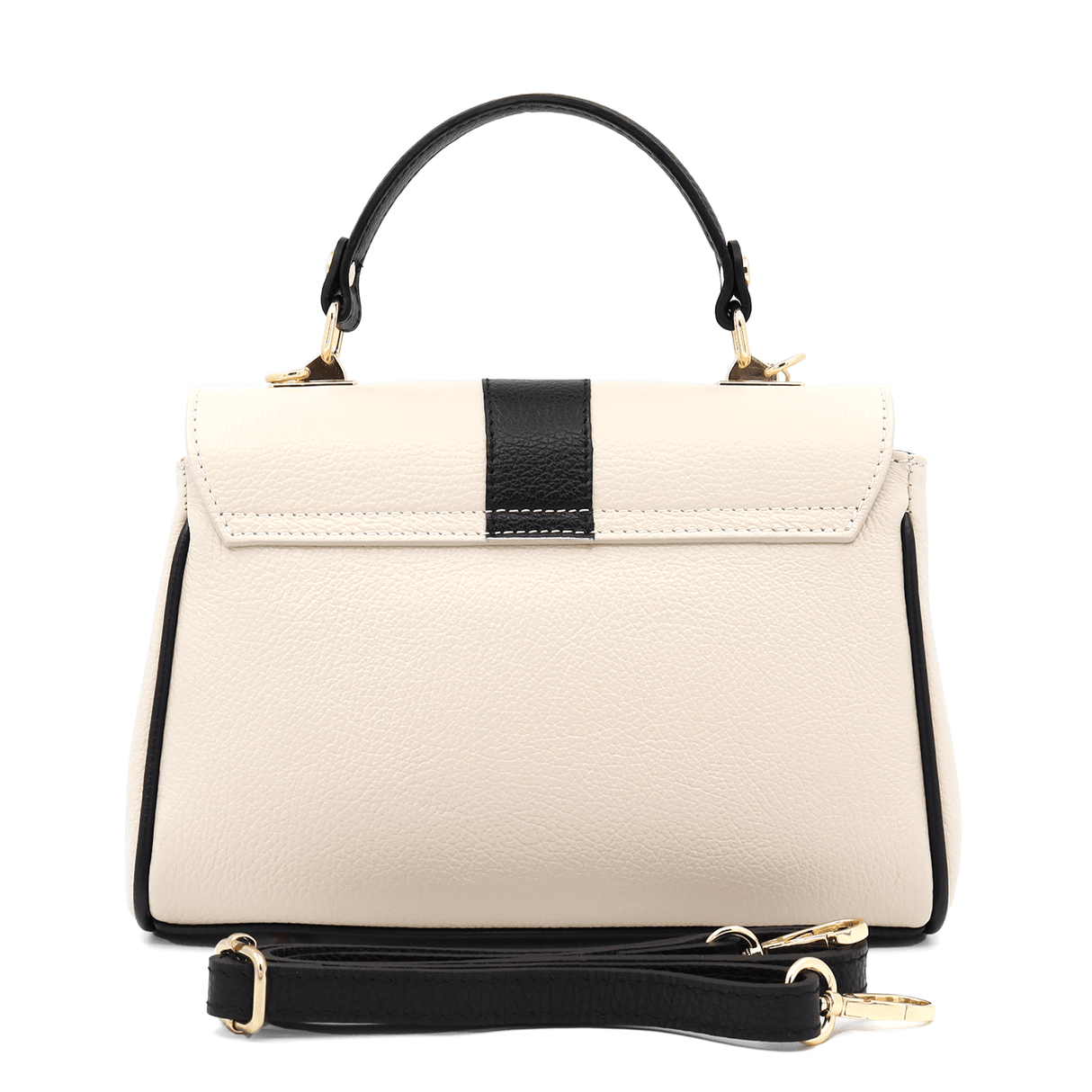 Női táska természetes bőrből Miriam - bézs/fekete