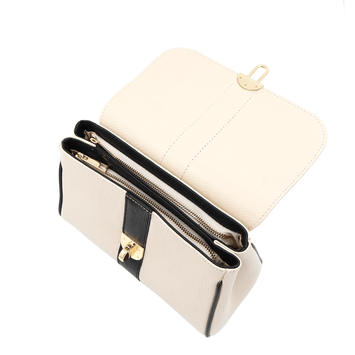 Női táska természetes bőrből Miriam - bézs/fekete