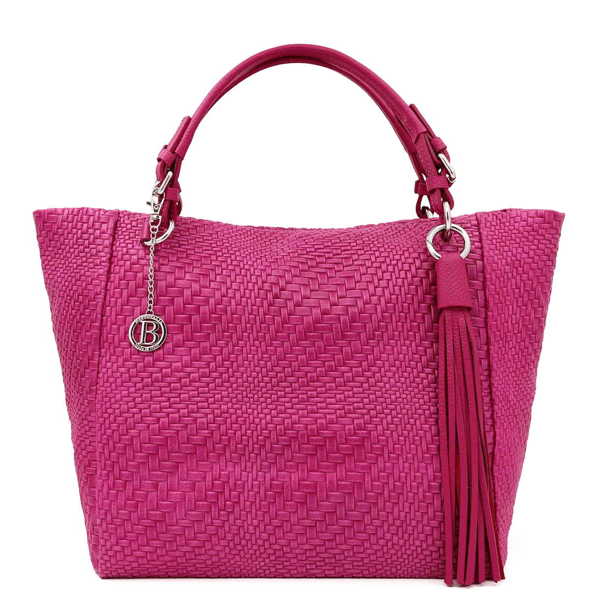 Nagy táska természetes bőrből Delanna - fuksia