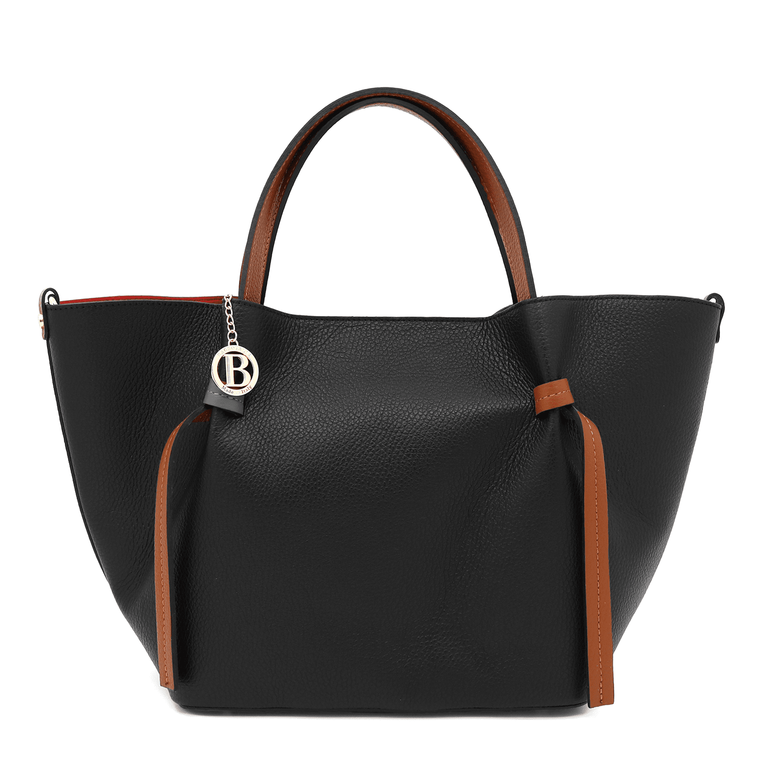 Női táska természetes bőrből Zaria - fekete