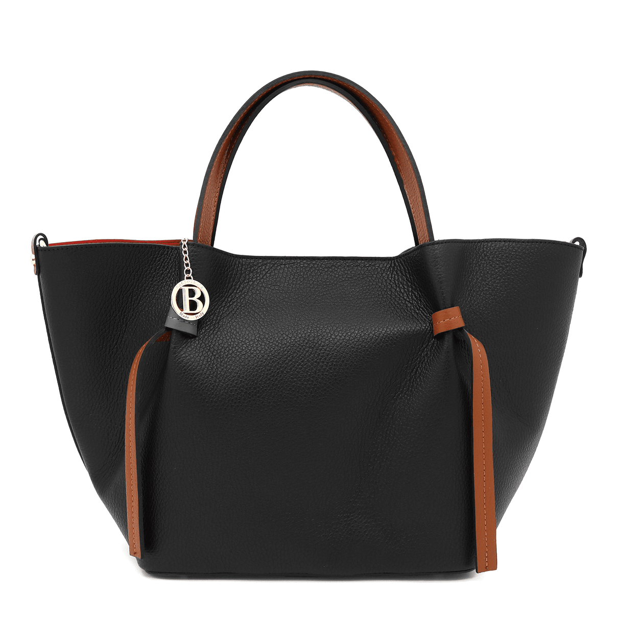 Női táska természetes bőrből Zaria - fekete