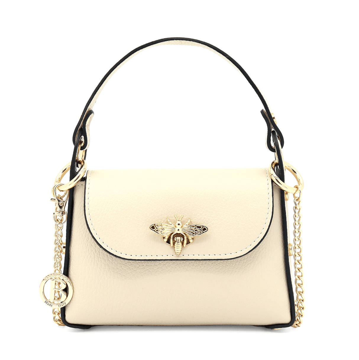 Női táska 2 fogantyúval, természetes bőrből, Alena - bézs