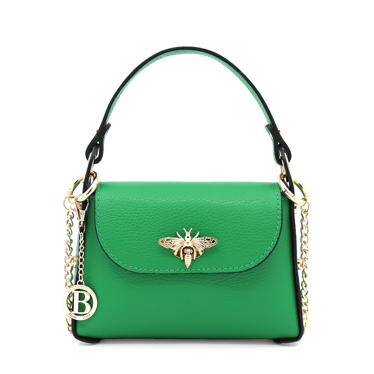 Női táska 2 fogantyúval, természetes bőrből, Alena - zöld