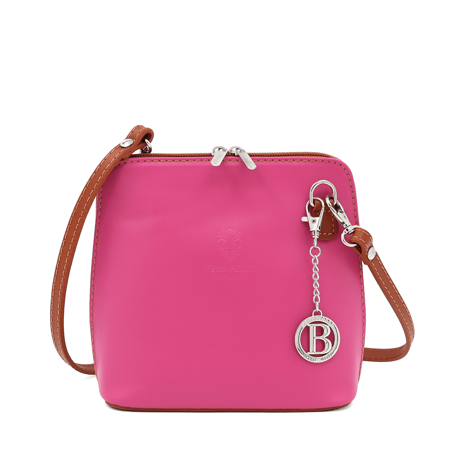 Természetes bőr válltáska - fukszia