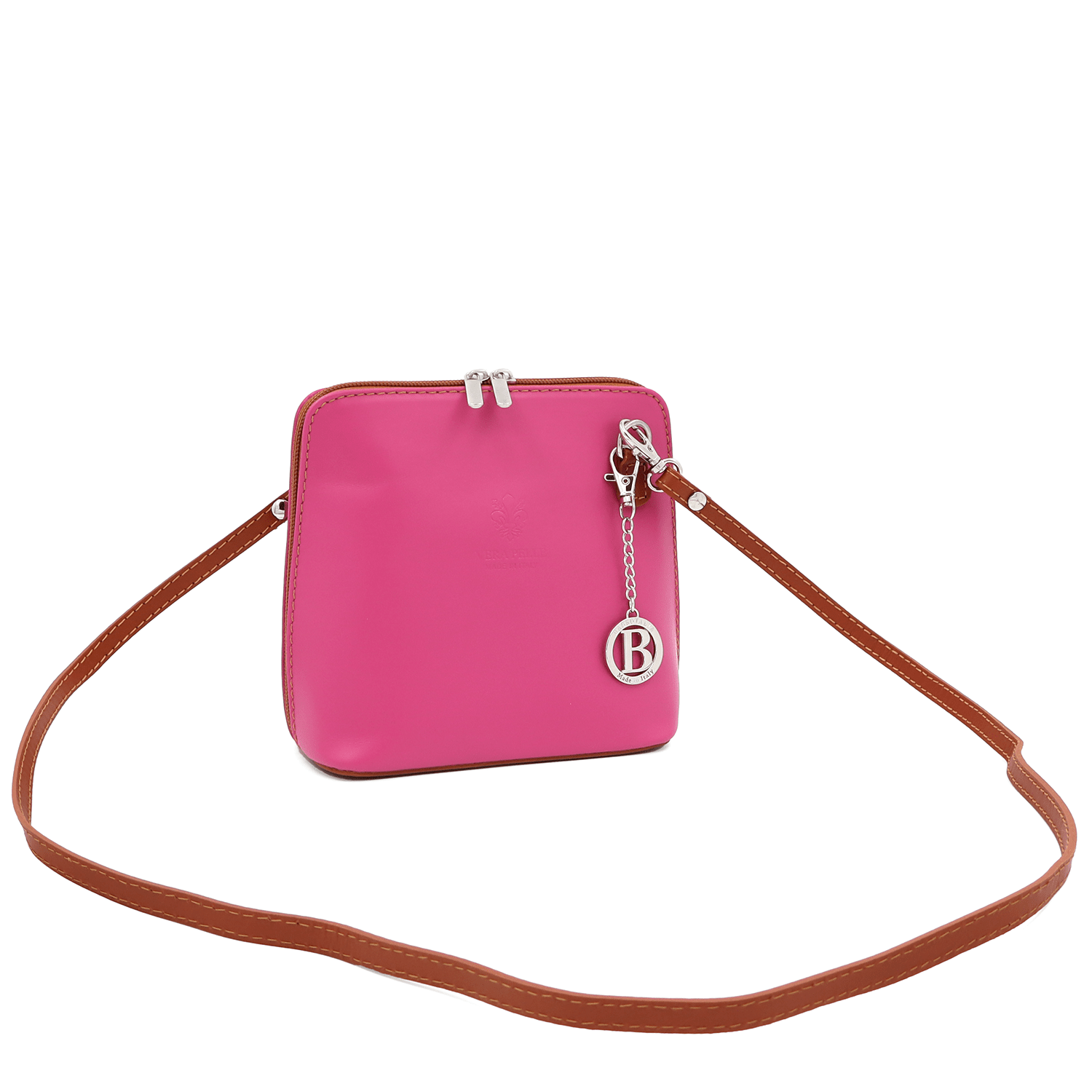 Természetes bőr válltáska - fukszia