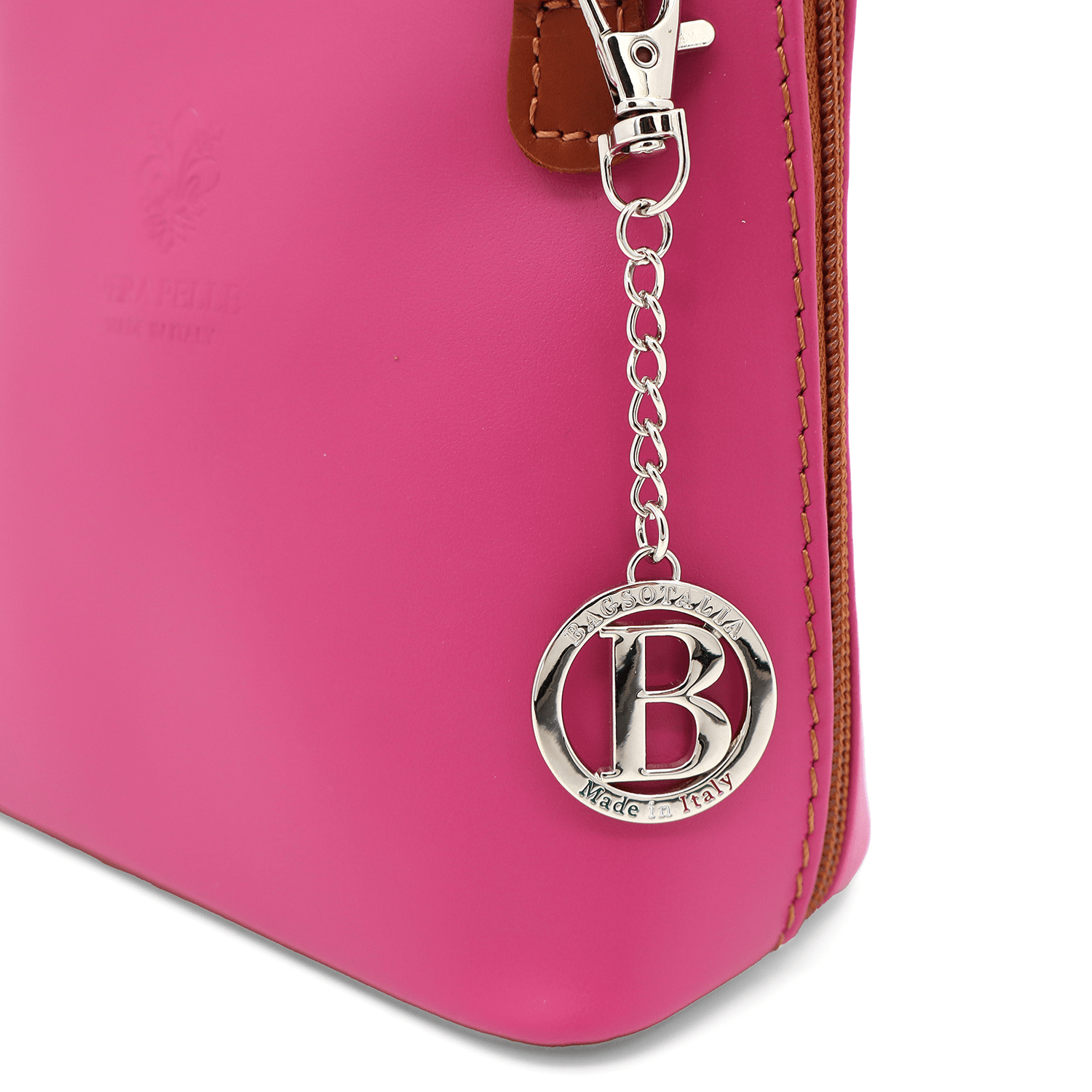 Természetes bőr válltáska - fukszia