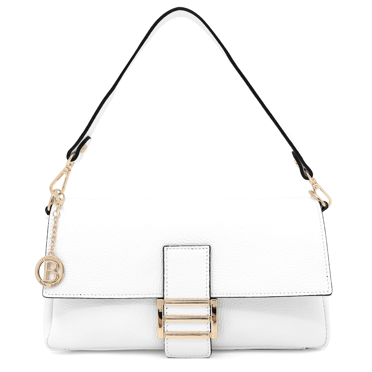 Női táska 2 fogantyúval, természetes bőrből, Napolia - fehér