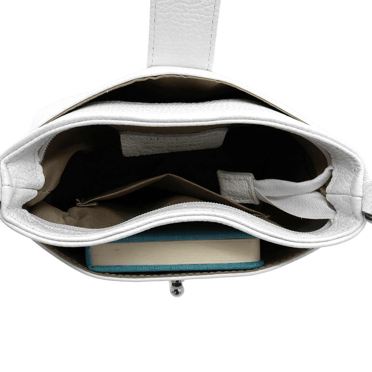 Andria természetes bőr válltáska - fehér